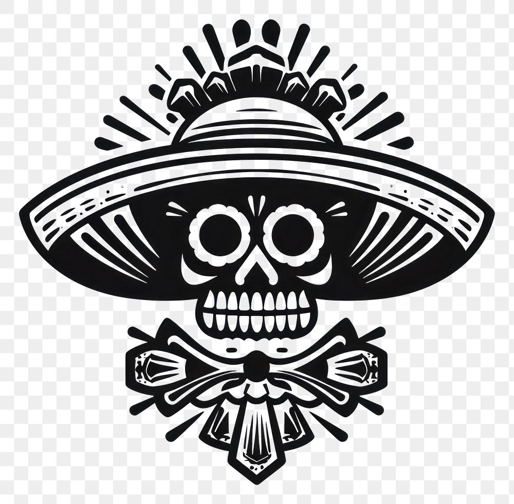 PNG Mexican hat logo creativity monochrome.