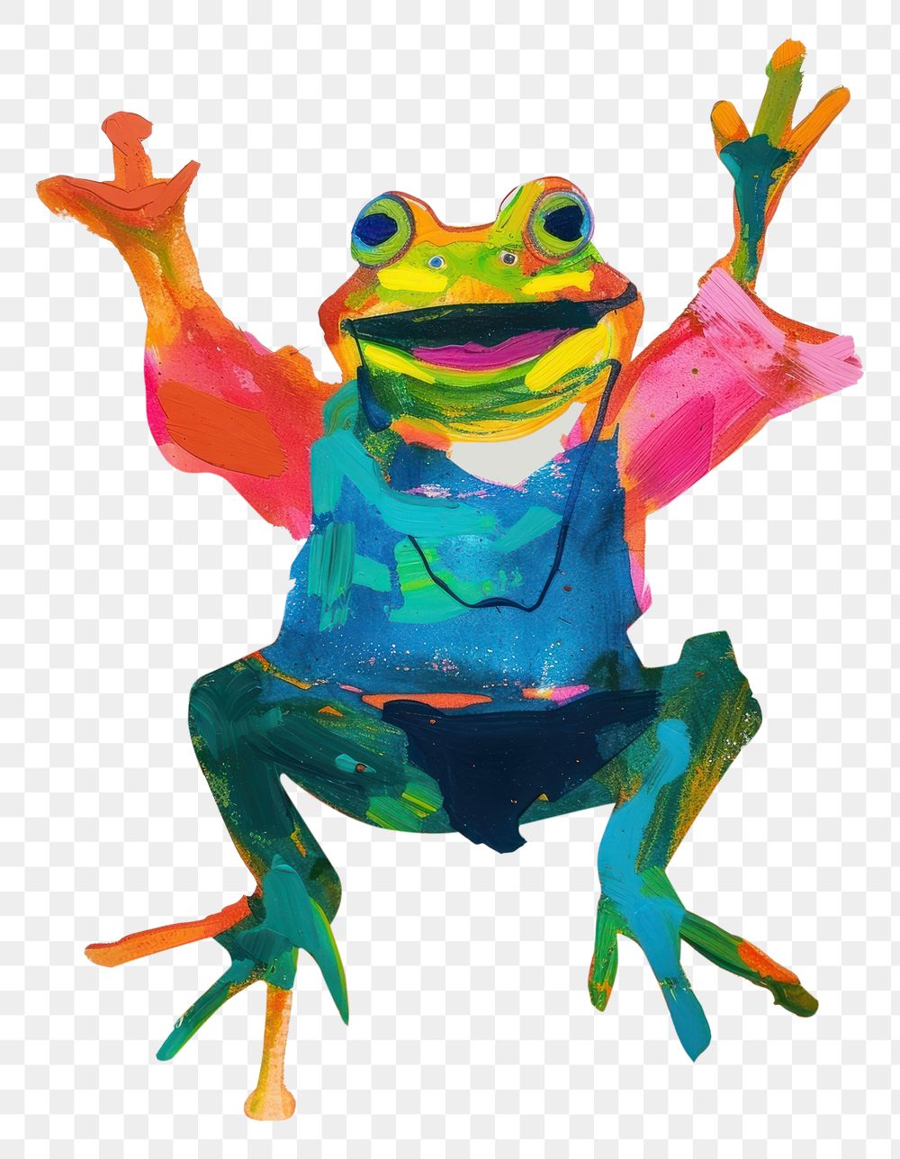 PNG Happy frog celebrating art amphibian wildlife.