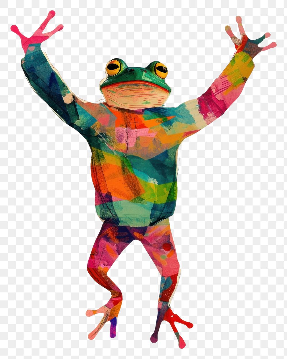 PNG Happy frog celebrating amphibian drawing animal.