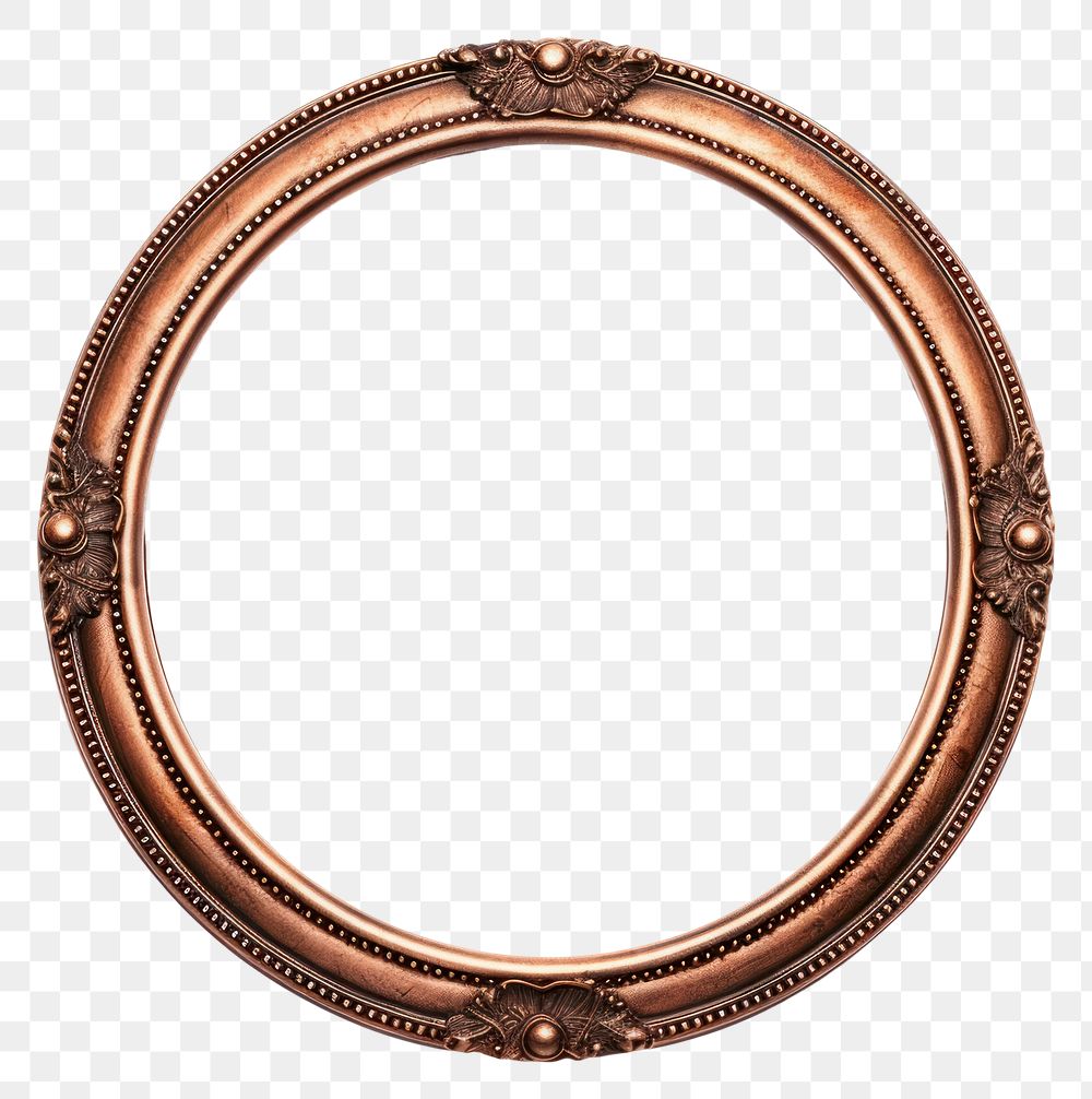 PNG Copper circle frame vintage jewelry locket photo.