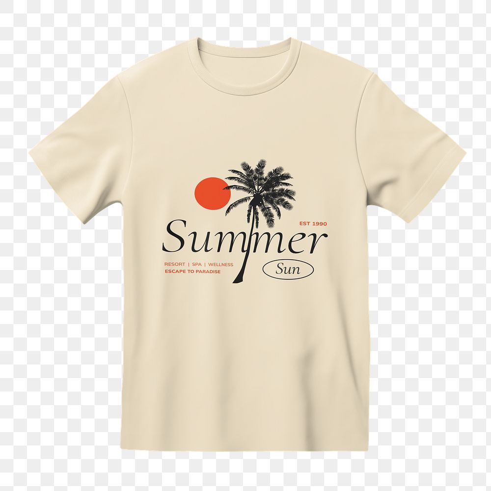 PNG off-white Summer t-shirt, transparent background