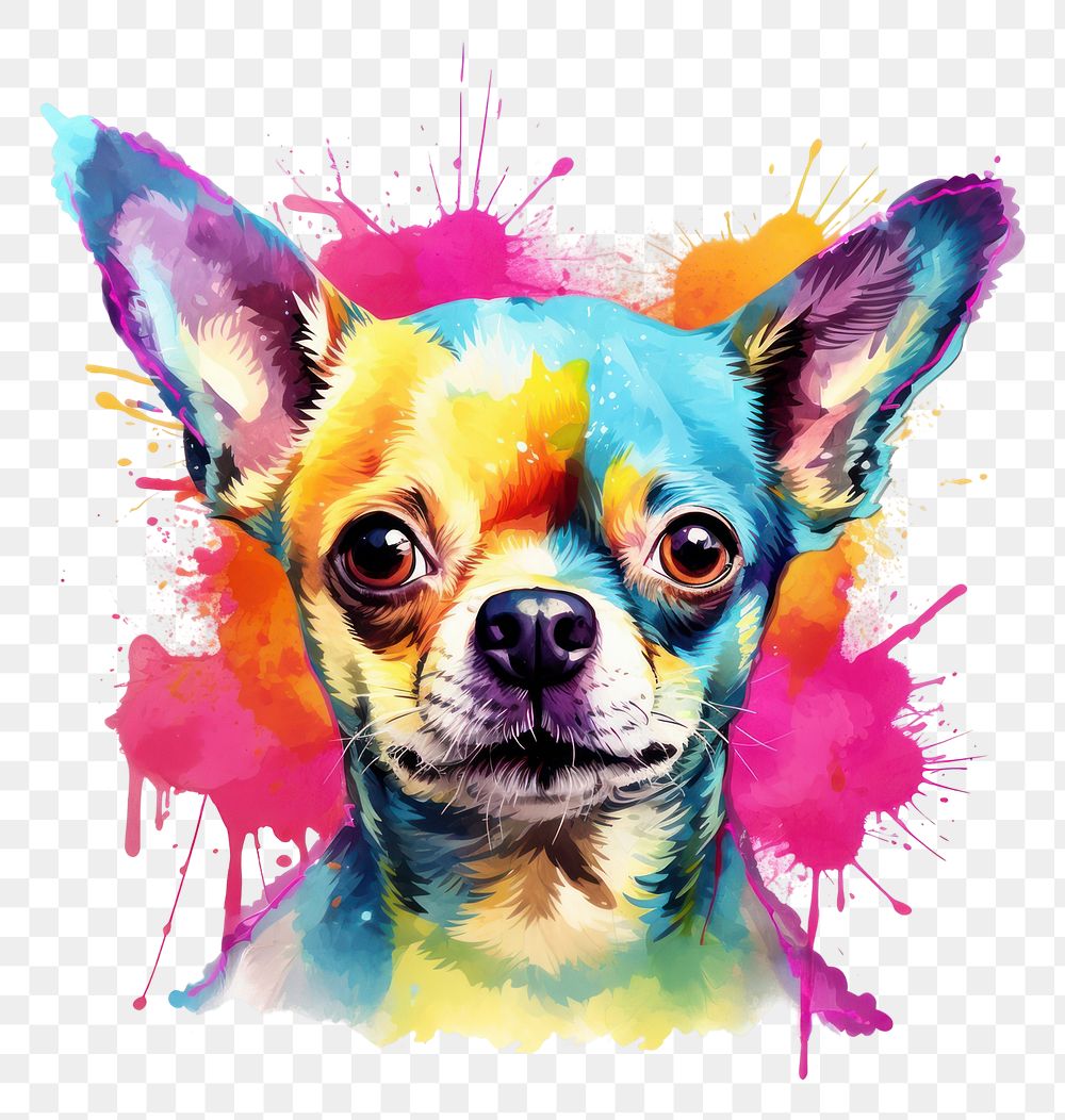 PNG Dog colored chihuahua painting.