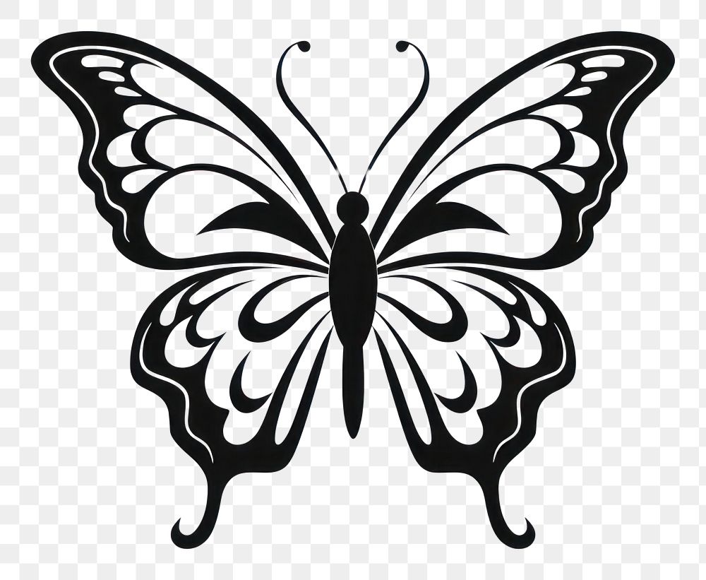PNG Butterfly white black logo.
