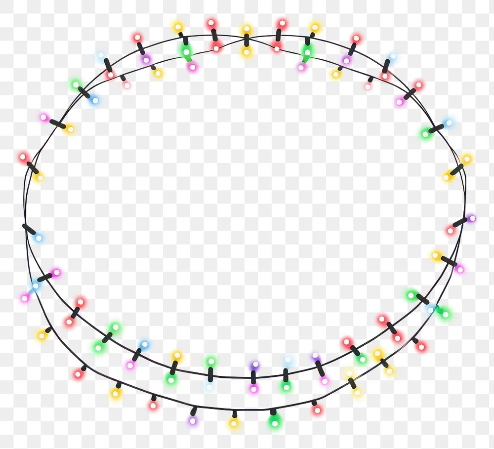 PNG Christmas light string border necklace line white background.