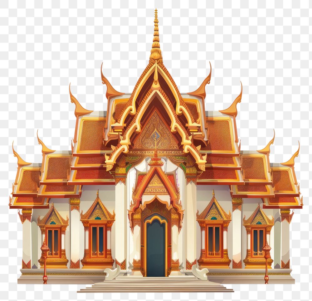 PNG Cartoon of thai Temple architecture building temple.
