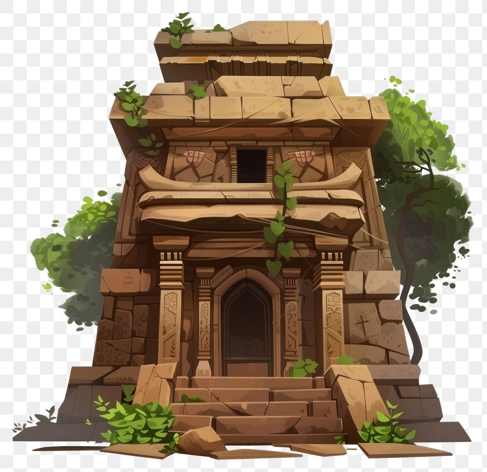 PNG Cartoon of Ancient ruins temple architecture building ancient.