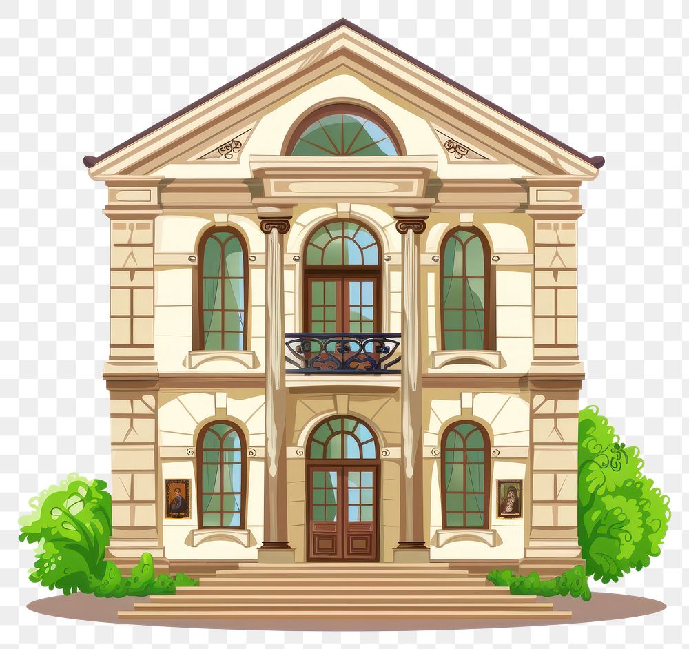 PNG Cartoon of Art museum architecture building house.