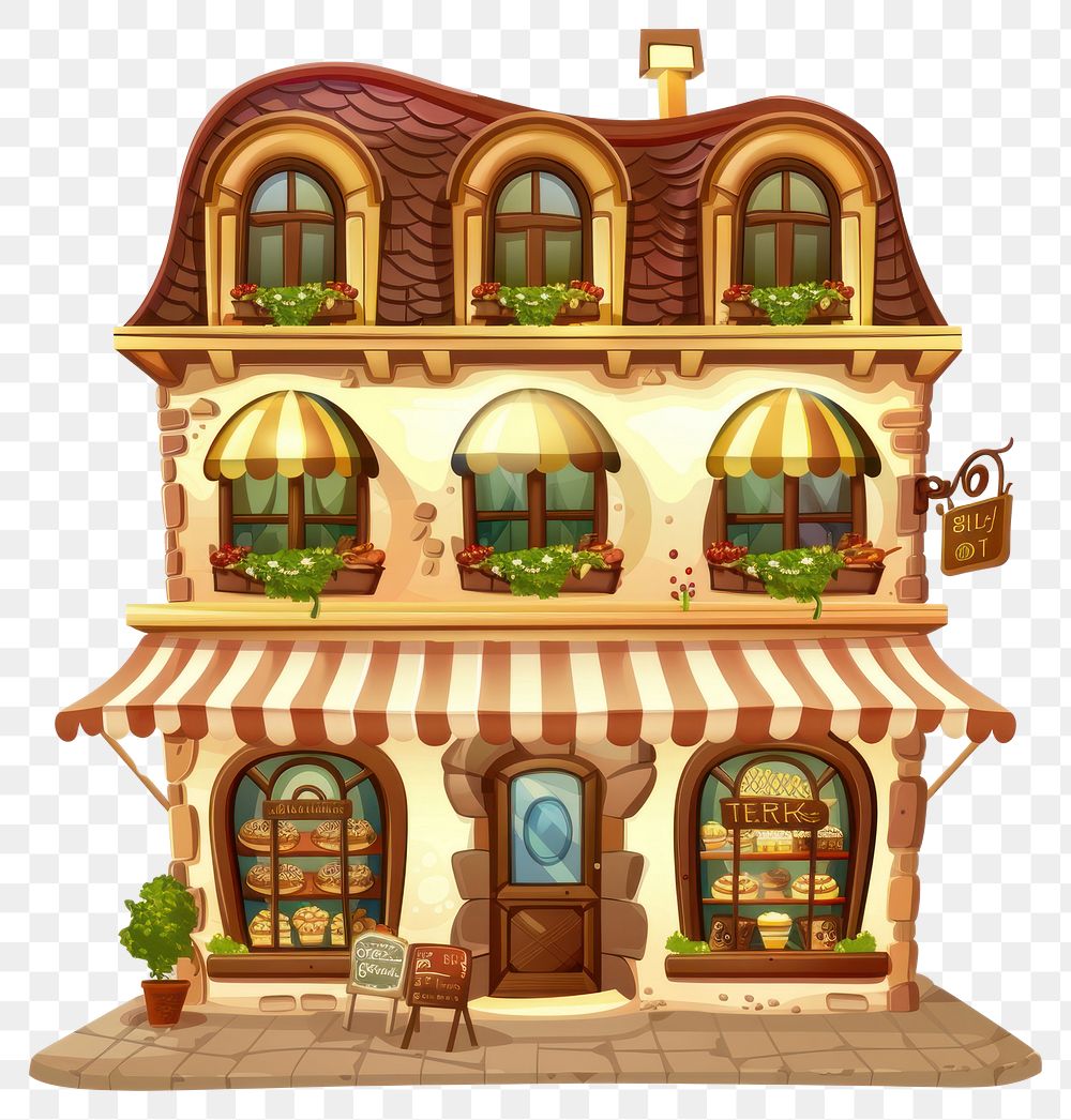 PNG Cartoon of Bakery architecture building house.