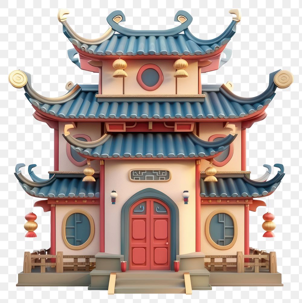 PNG Cartoon of China House architecture building pagoda.