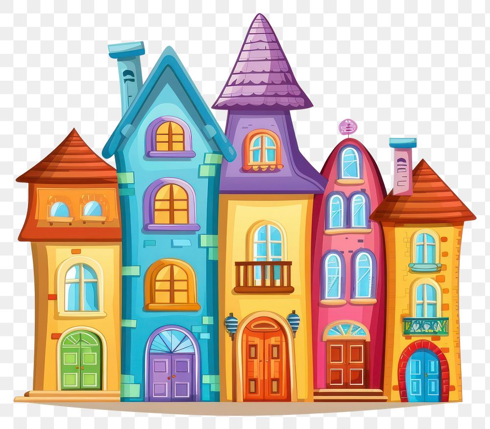 PNG Cartoon of Cityscape architecture building house.