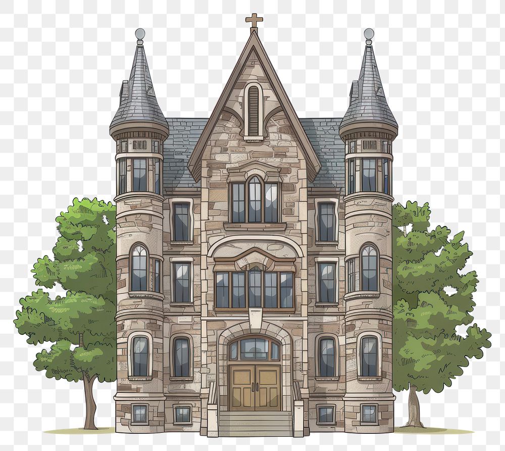 PNG Cartoon of College architecture building house.