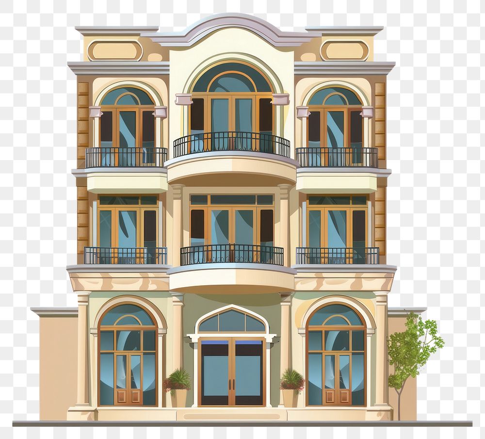 PNG Cartoon of Gallery architecture building balcony.