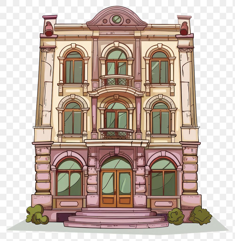 PNG Cartoon of Gallery architecture building window.