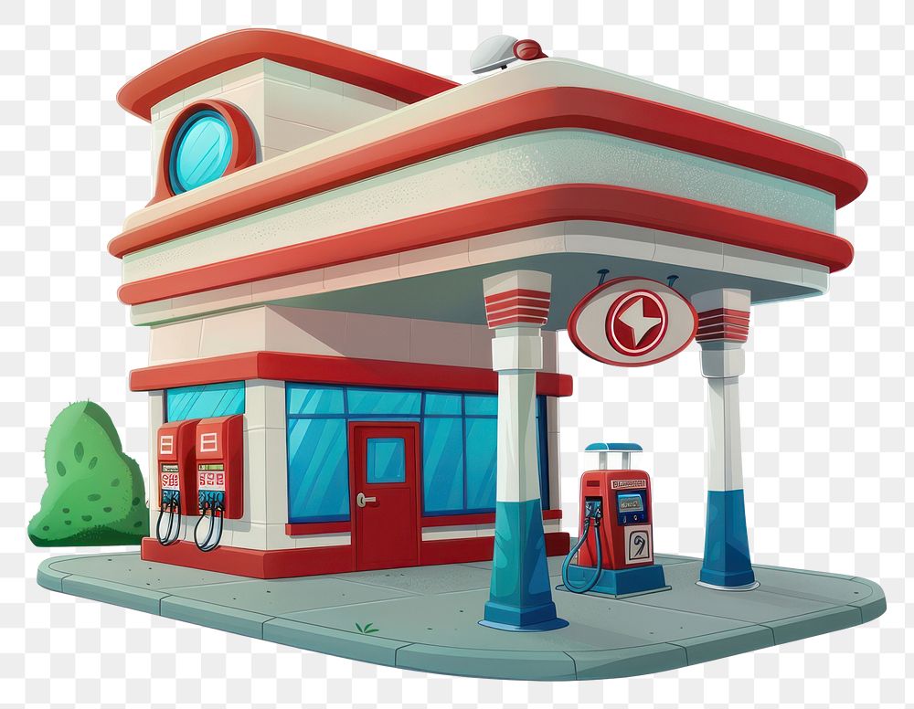 PNG Cartoon of Gas station architecture building gas station.