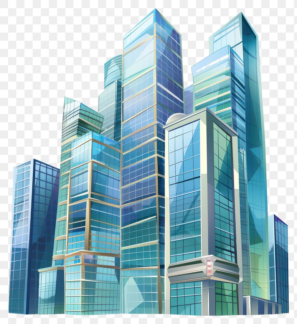 PNG Cartoon of Glass buildings architecture metropolis skyscraper.