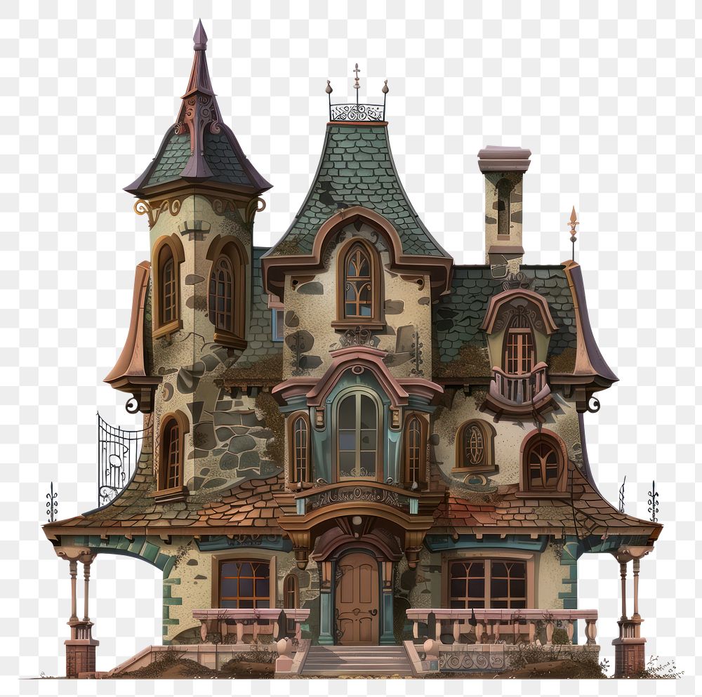 PNG Cartoon of Haunted house architecture building white background