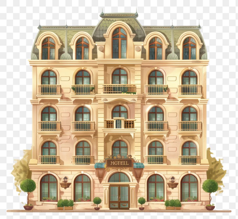 PNG Cartoon of Hotel architecture building house.