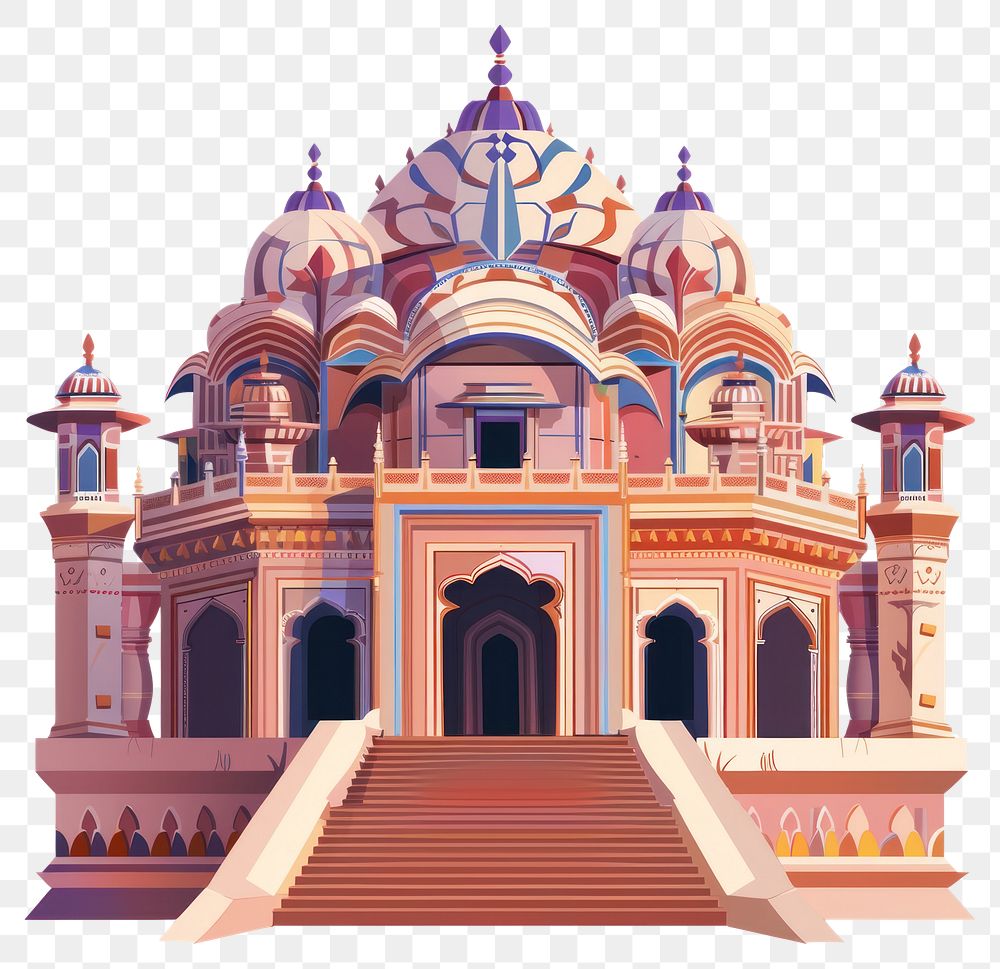 PNG Cartoon of India temple architecture building dome.