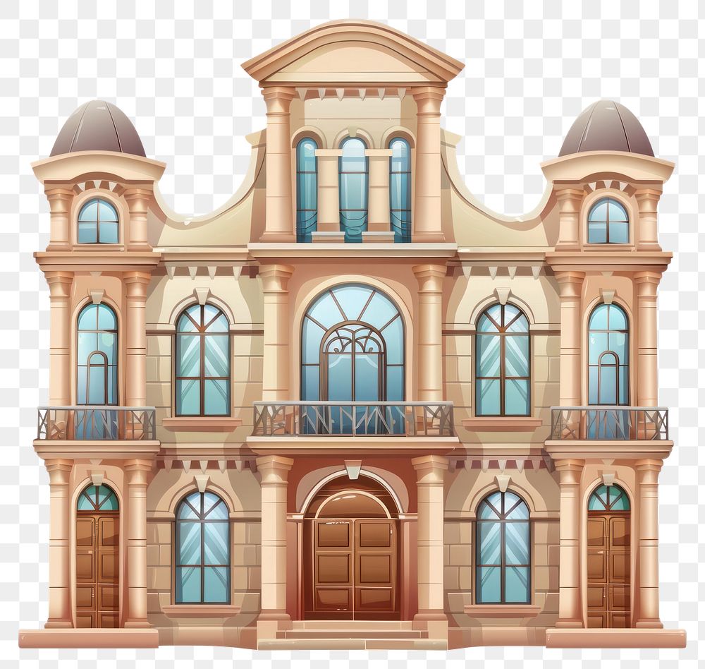 PNG Cartoon of music building architecture house white background.