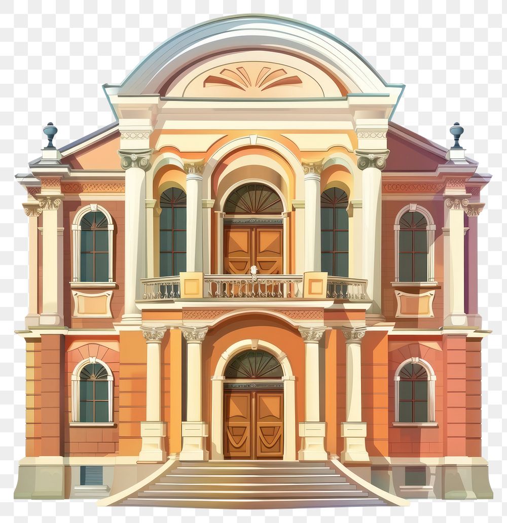 PNG Cartoon of Music Hall architecture building house.
