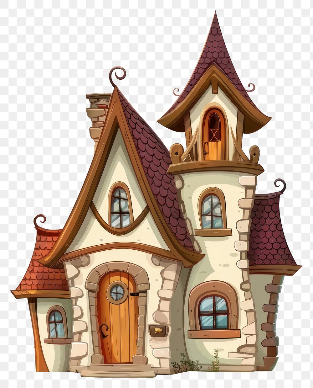PNG Cartoon of Old house architecture building cottage.