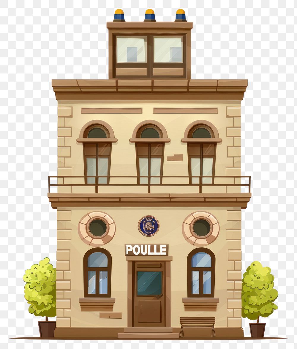 PNG Cartoon of police station architecture building house.