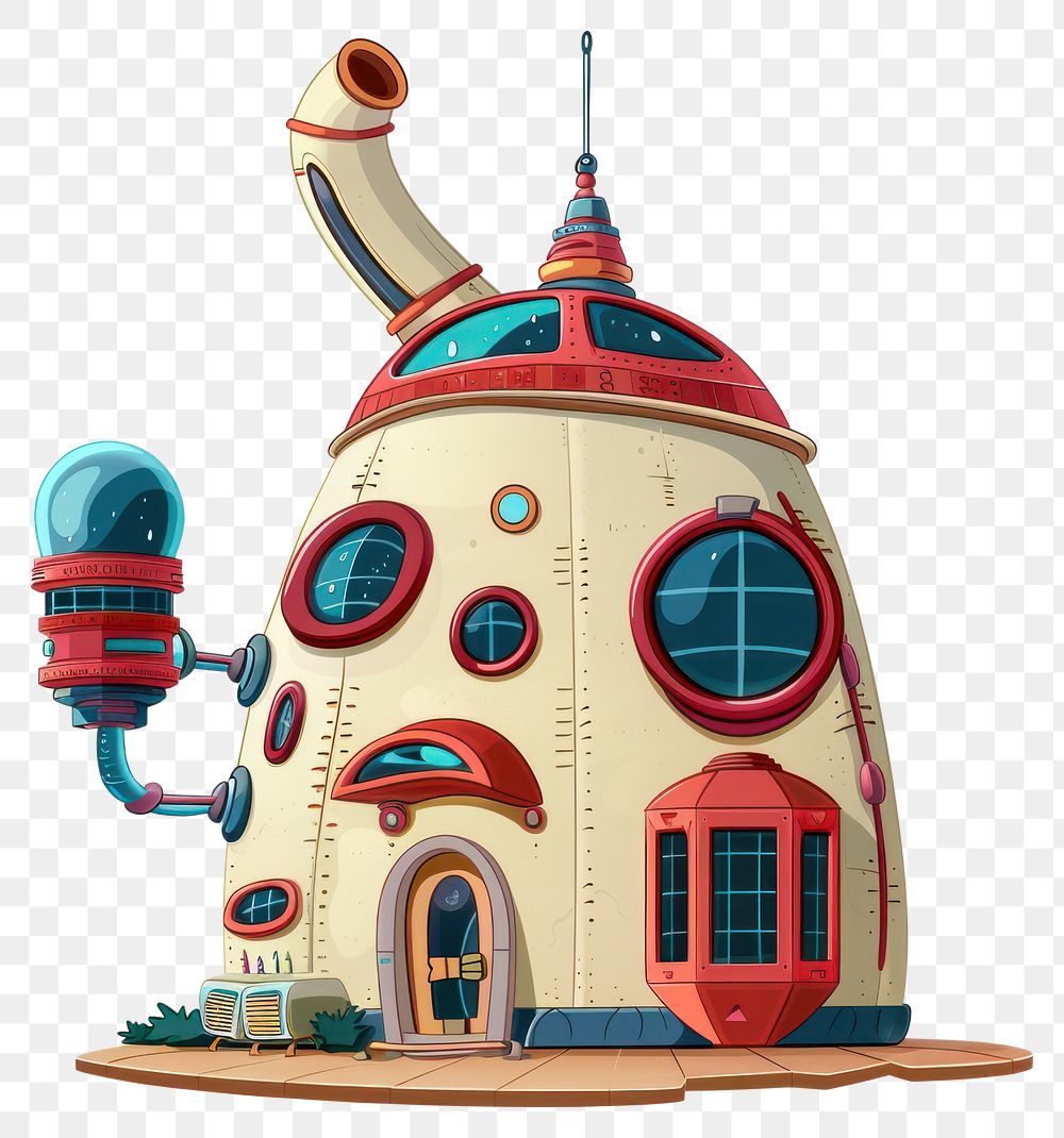 PNG Cartoon of Space House architecture building house.