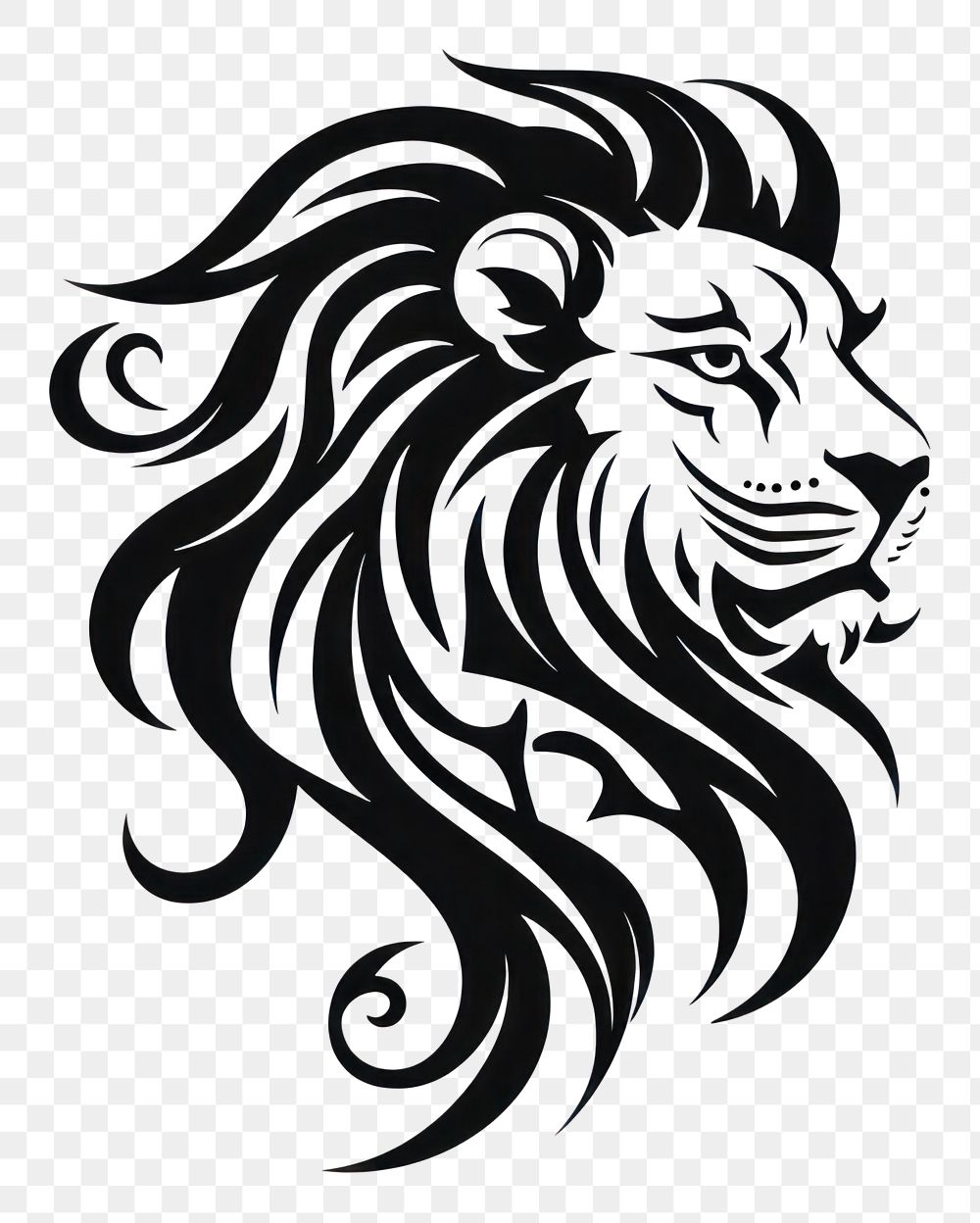 PNG Lion logo mammal black.
