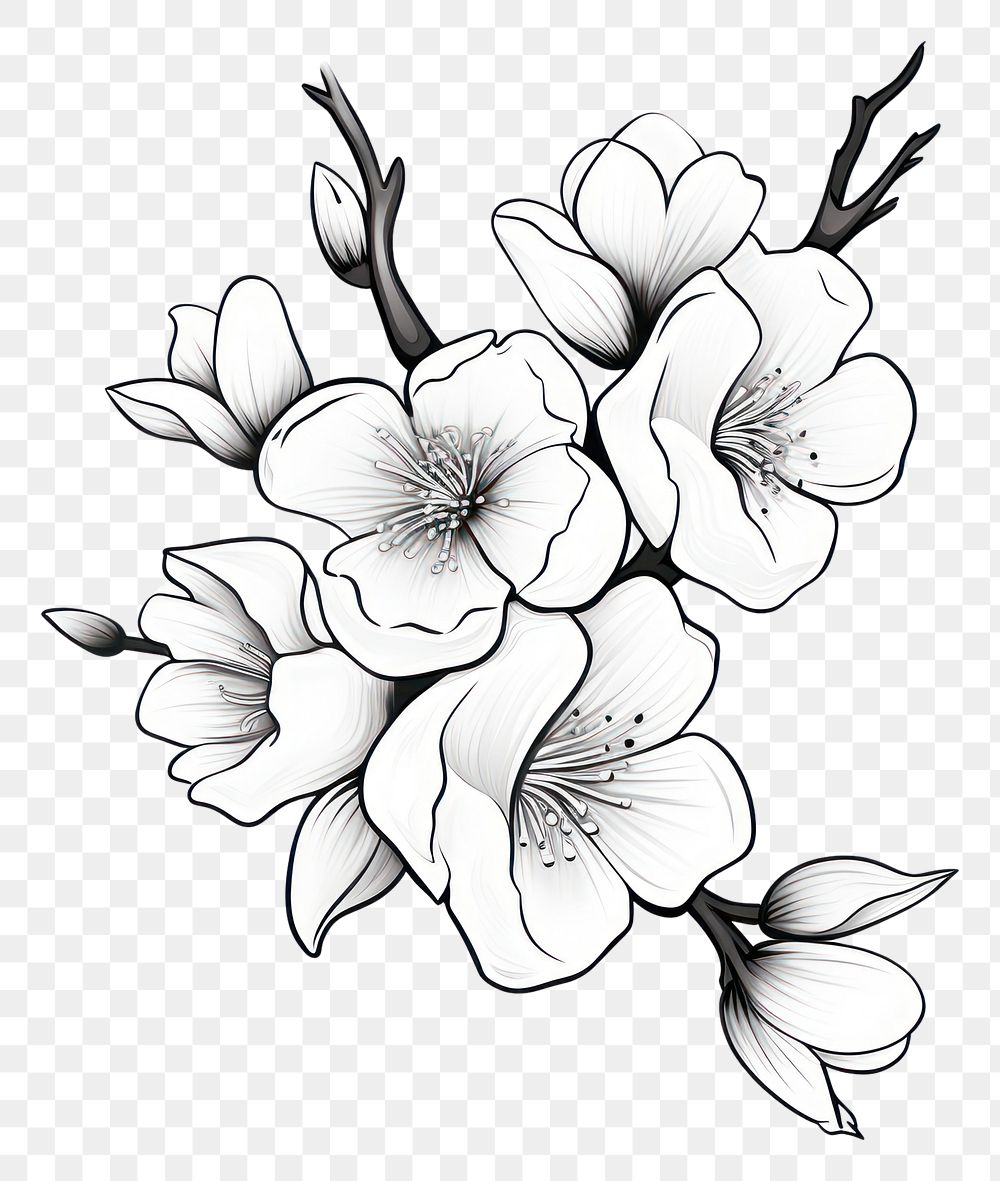 PNG Sakura flower drawing sketch plant.