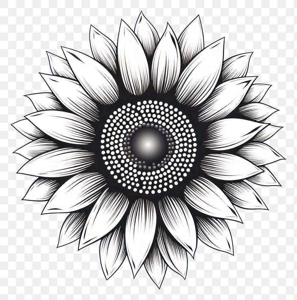 PNG Sunflower pattern drawing sketch.