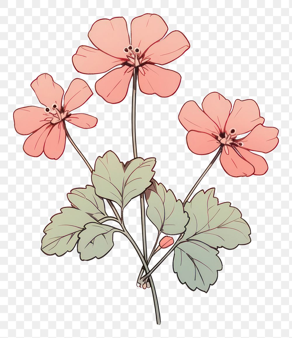 PNG Pink Zonal Geranium flower geranium drawing sketch.