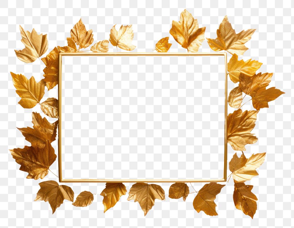 PNG Gold frame with leaves plant photo leaf.