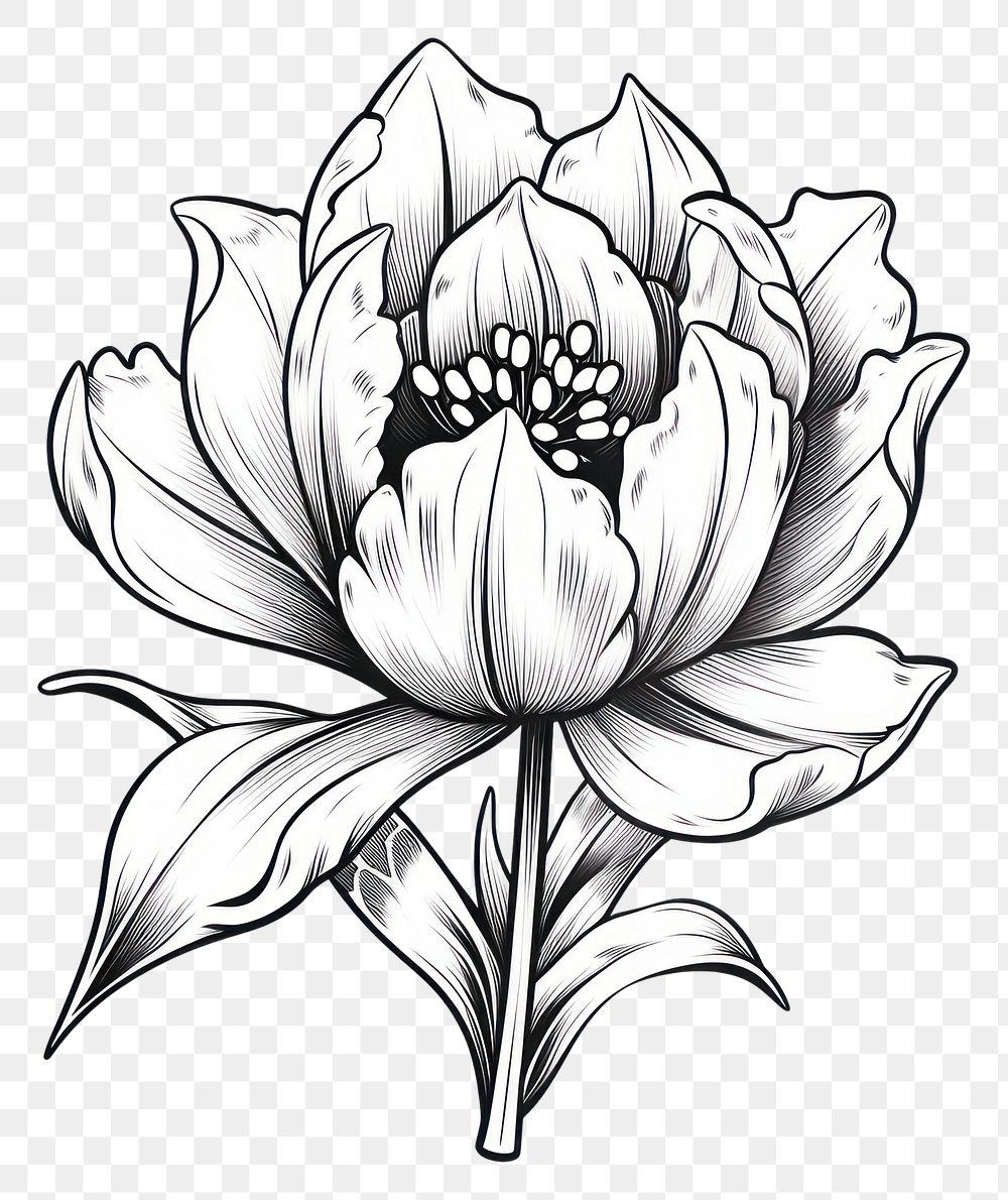 PNG Tulip flower drawing sketch plant