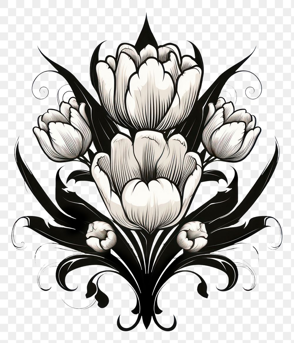 PNG Tulip flower pattern drawing sketch.