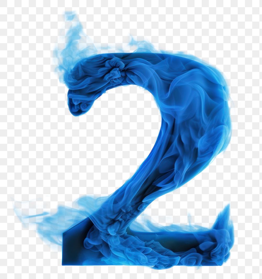 PNG Blue flame letter number 2 smoke font abstract.