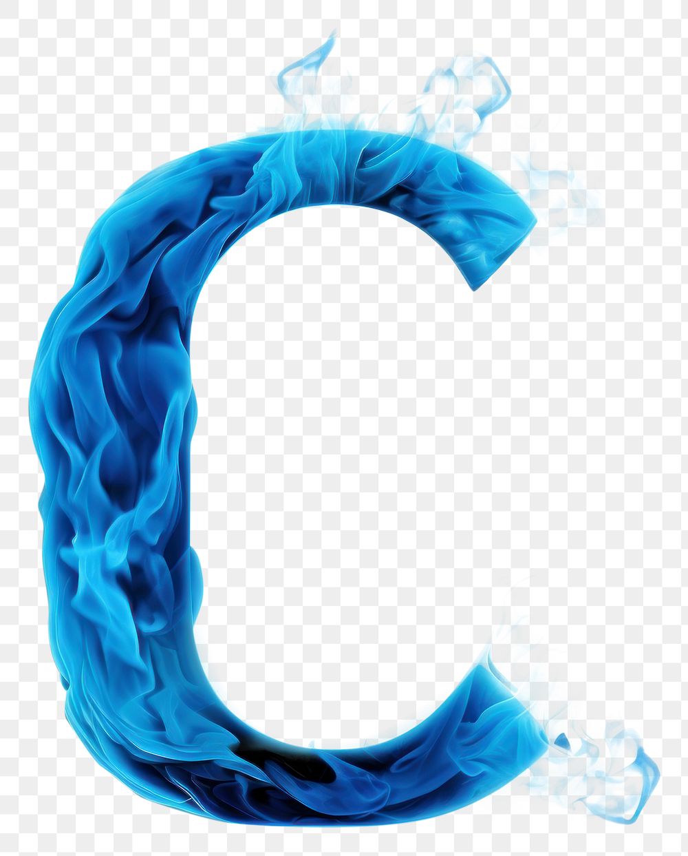 PNG Blue flame letter C font turquoise splashing.