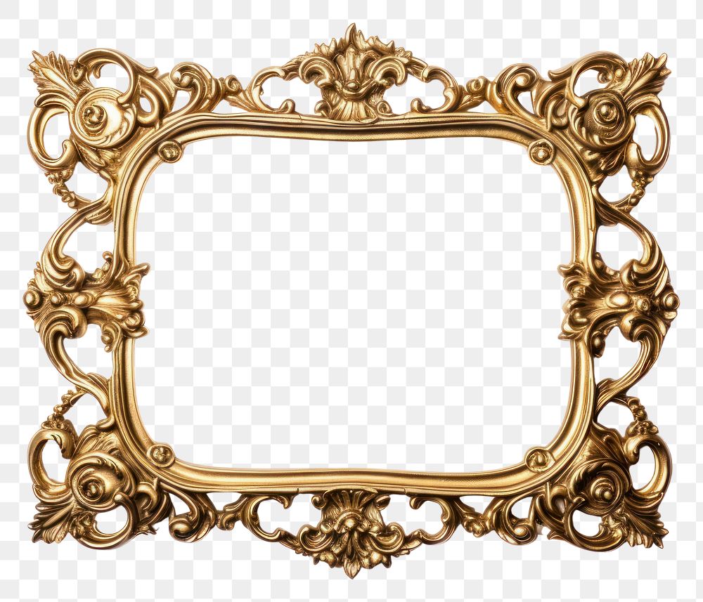 PNG Baroque frame vintage rectangle jewelry white background.