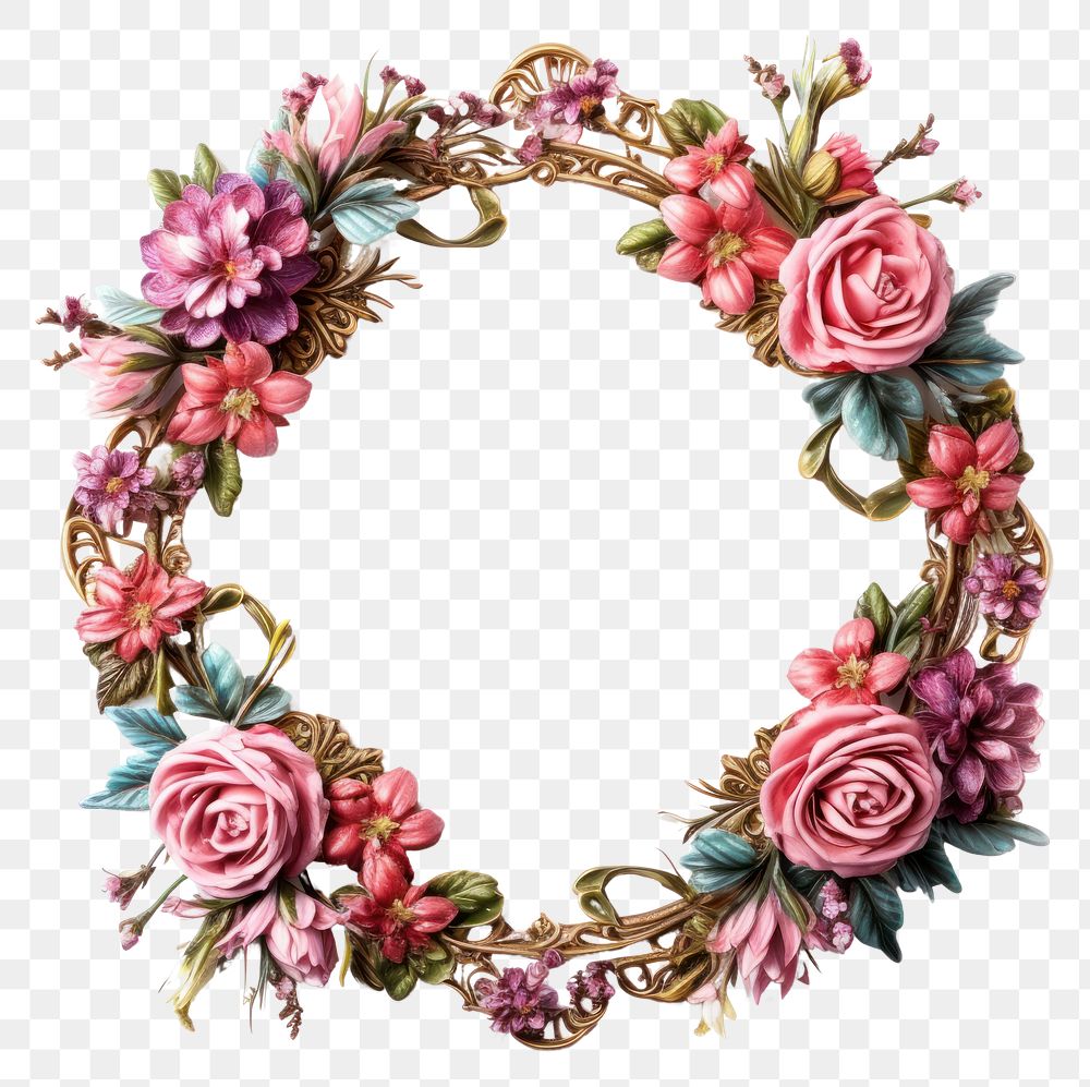 PNG Floral vintage ornament frame jewelry pattern circle