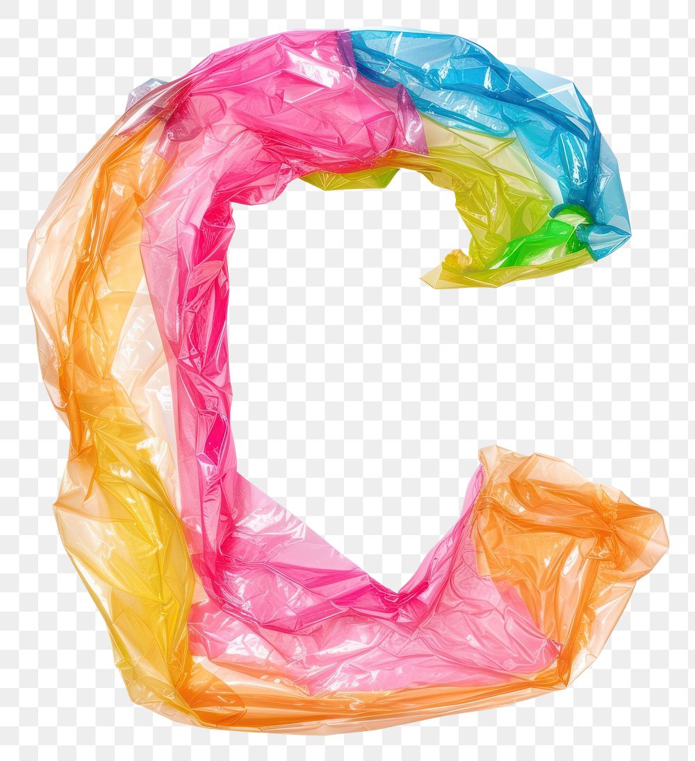 PNG Plastic bag alphabet C white background creativity rainbow.