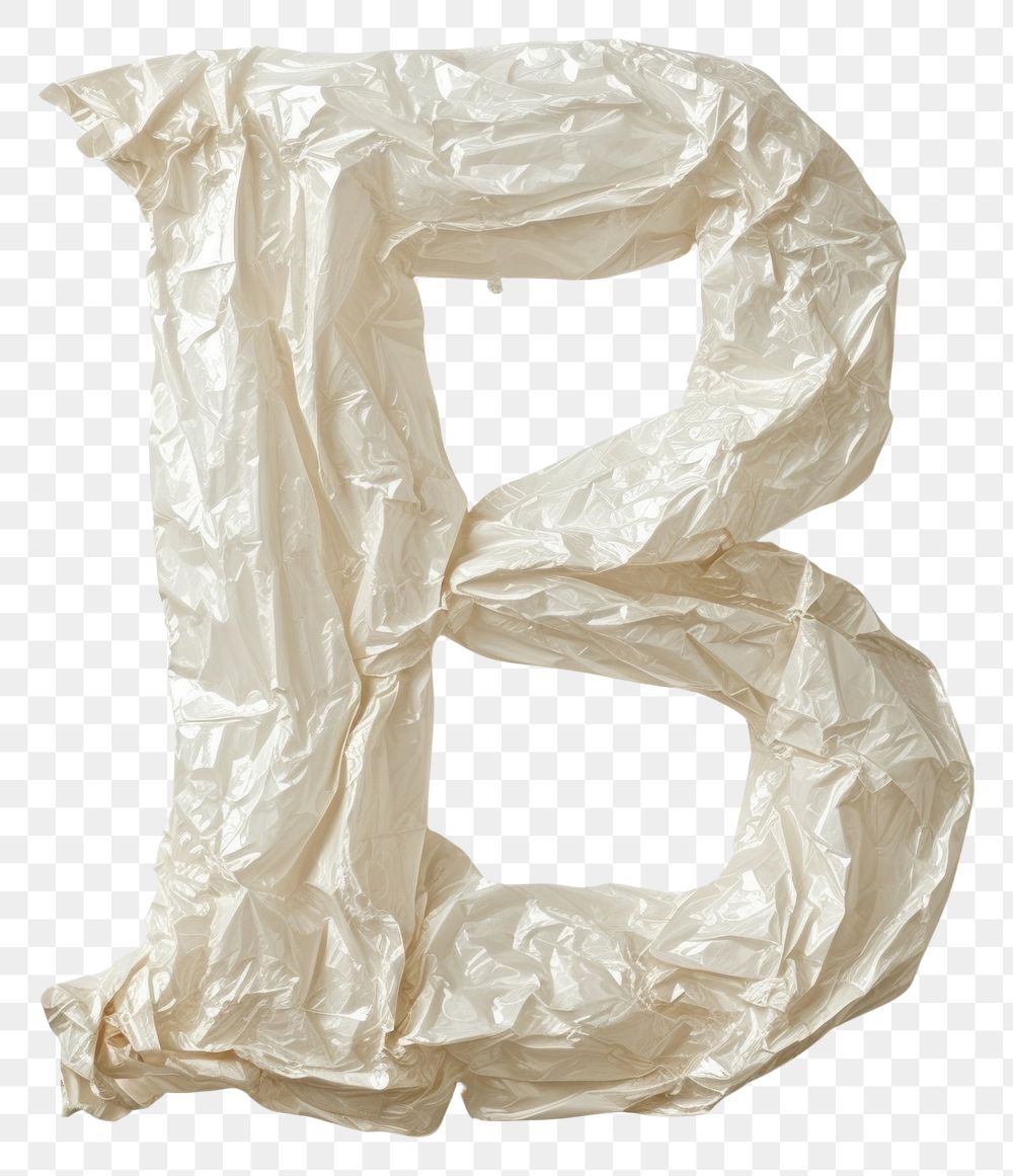 PNG Plastic bag alphabet B white simplicity crumpled.