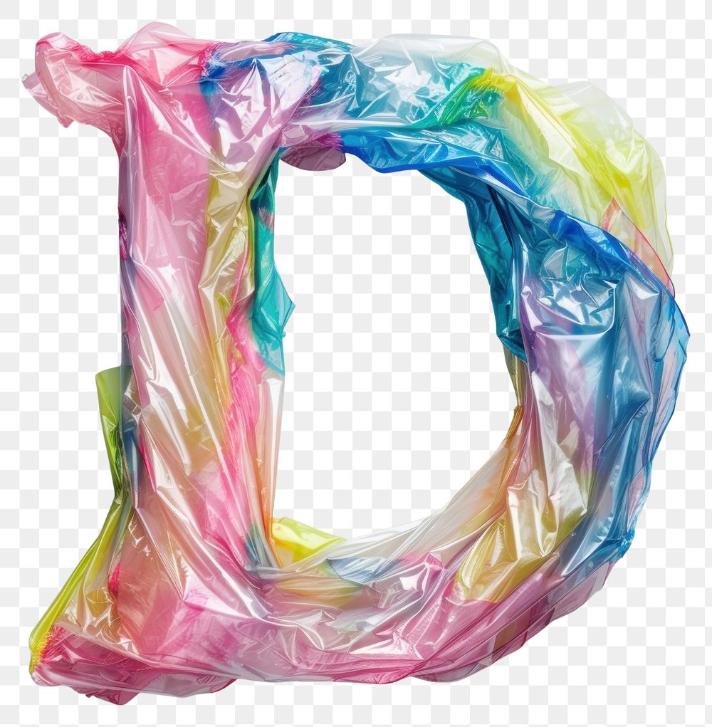 PNG Plastic bag alphabet D white background creativity rainbow.
