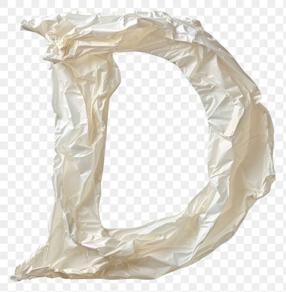 PNG Plastic bag alphabet D white aluminium crumpled.