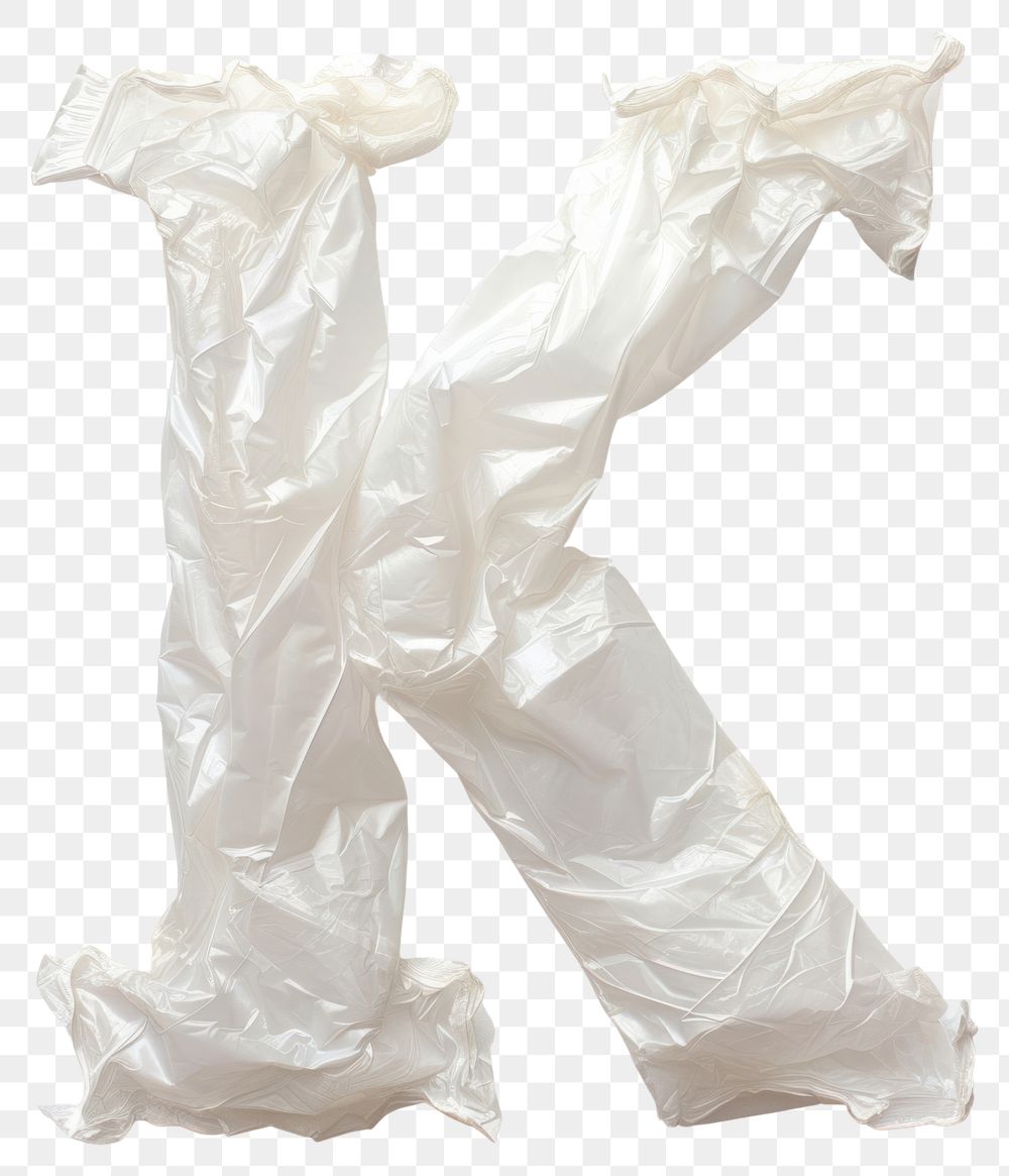 PNG Plastic bag alphabet K white white background crumpled.