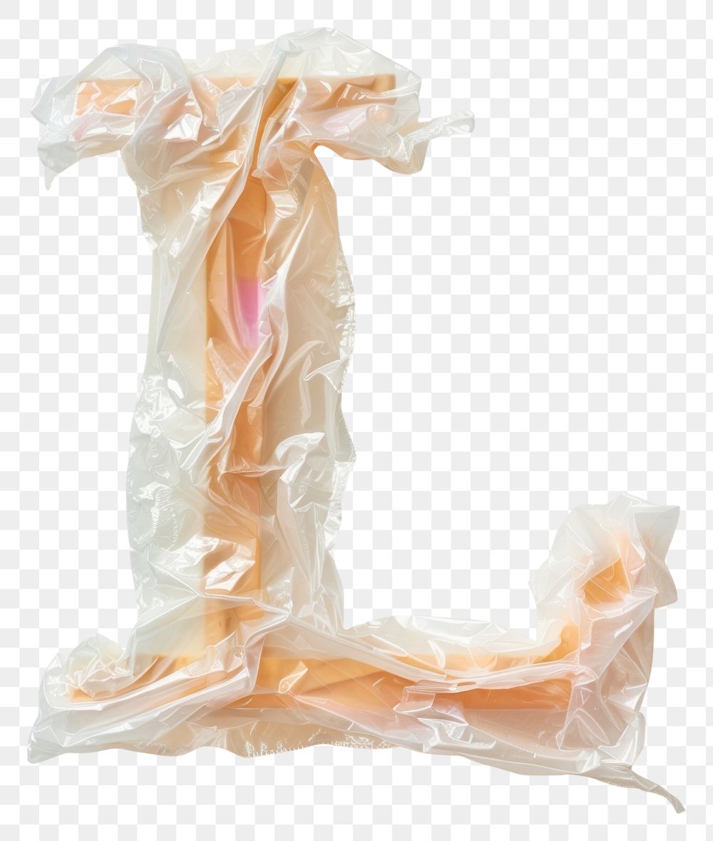 PNG Plastic bag alphabet L white background crumpled diaper.