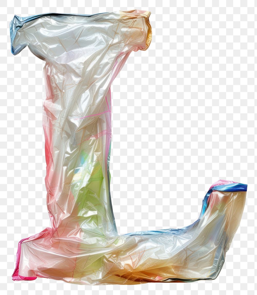 PNG Plastic bag alphabet L white background fashion accessory multi colored.