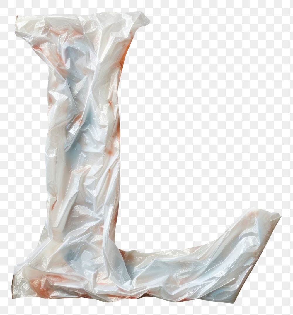 PNG Plastic bag alphabet L white background crumpled diaper.