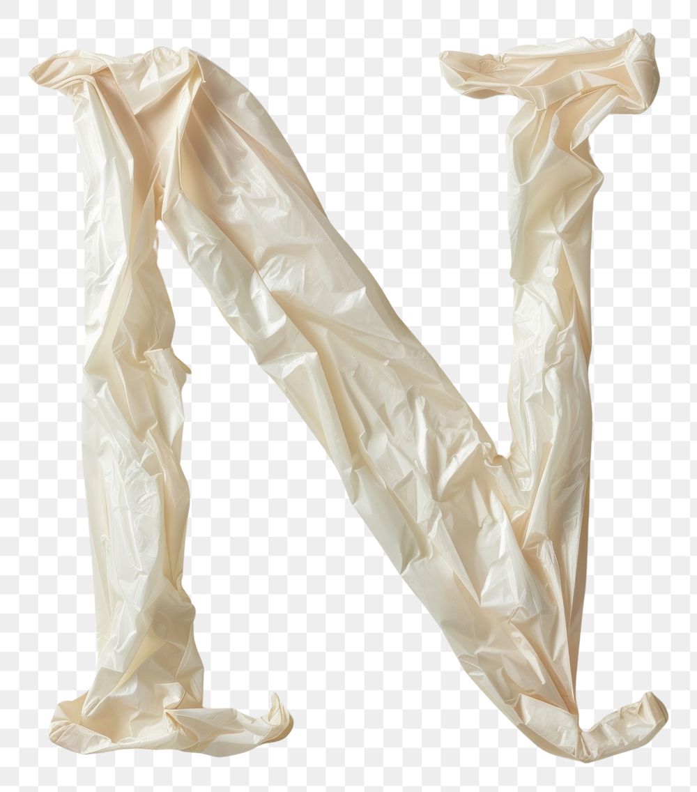 PNG Plastic bag alphabet N white white background crumpled.