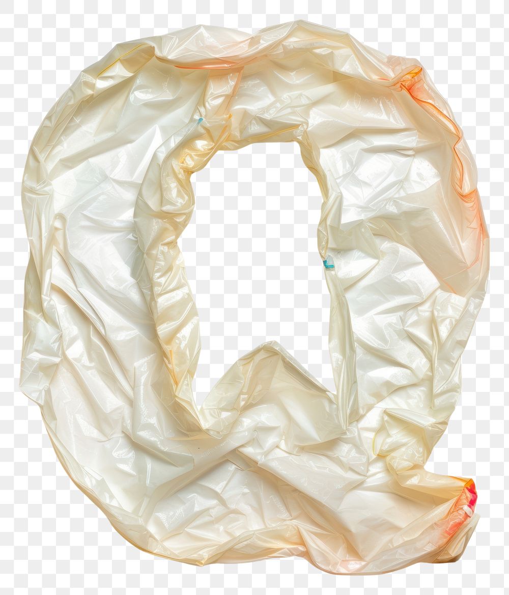 PNG Plastic bag alphabet Q white background crumpled textile.
