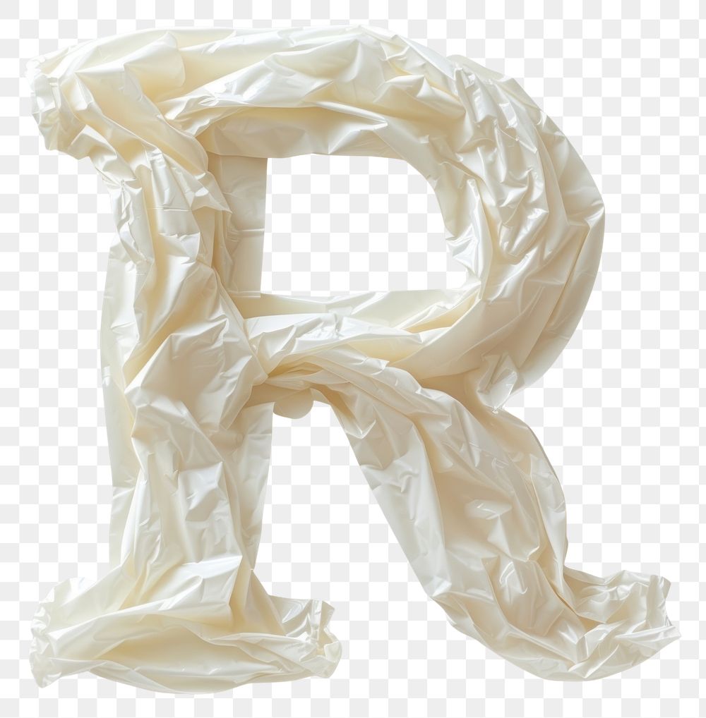 PNG Plastic bag alphabet R white font crumpled.