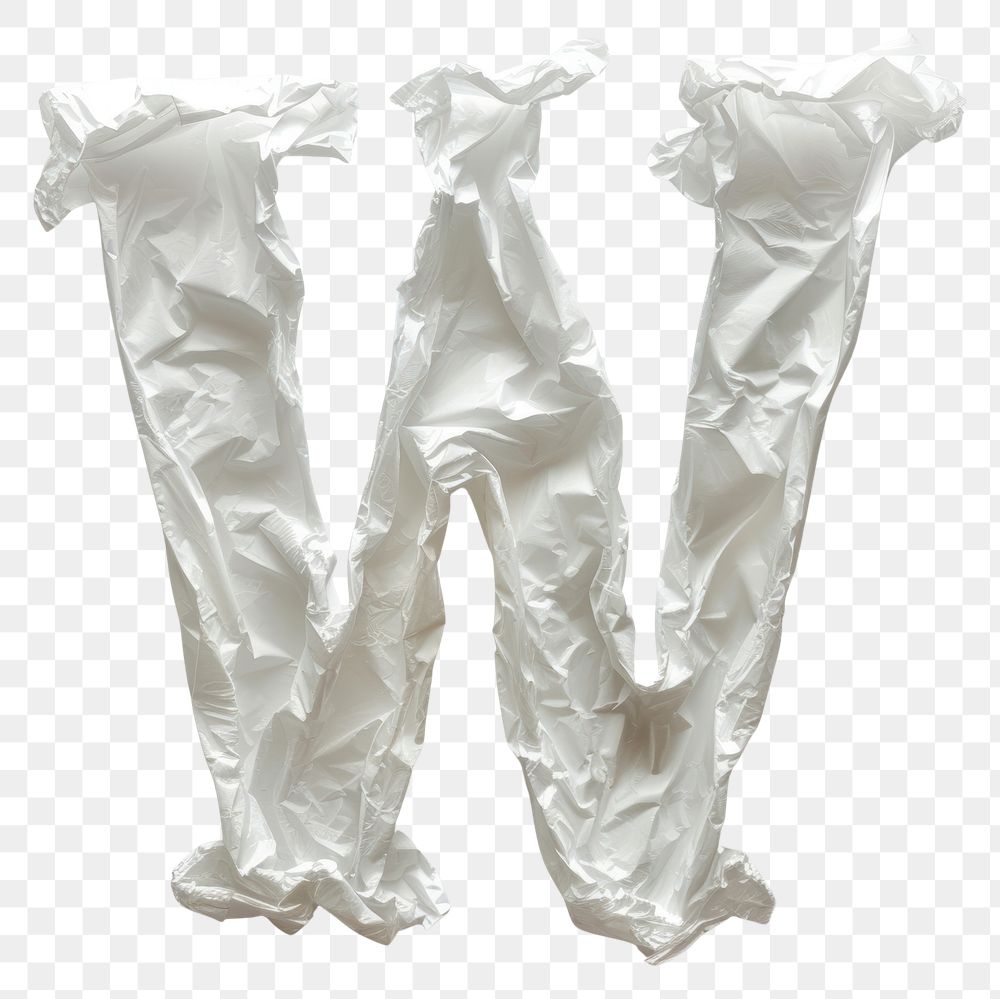 PNG Plastic bag alphabet W white white background aluminium.